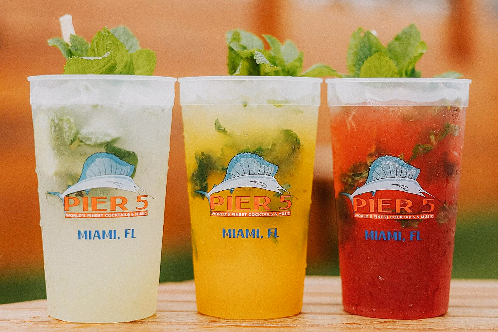 Cocktails with mint garnish