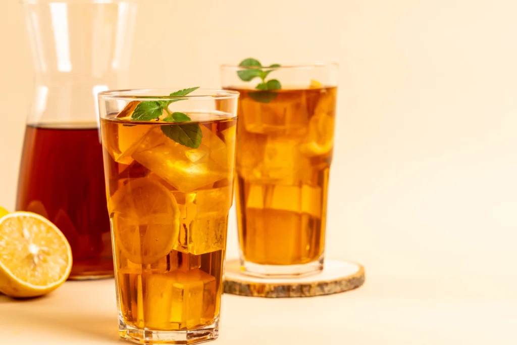 Glass ice lemon tea